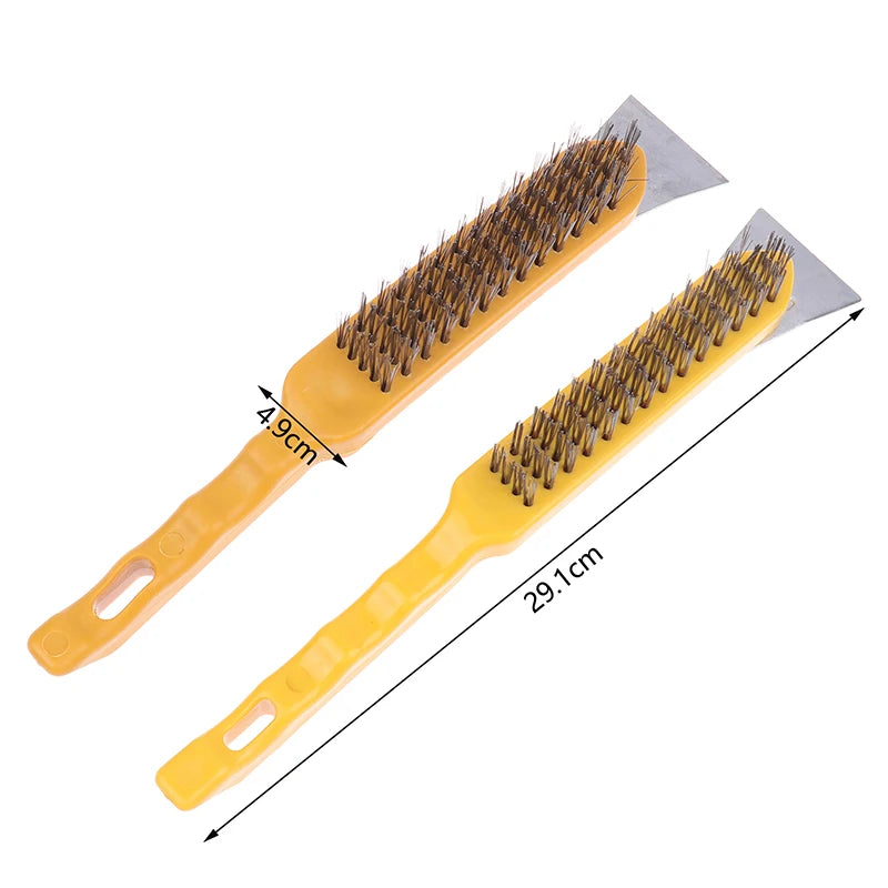 Wooden handle wire brush copper plated wire knife brush rust removal metal wire brush copper wire brush surface cleaning brush