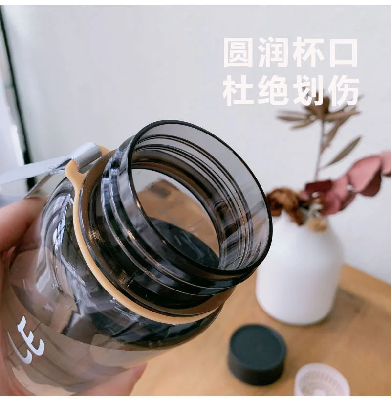 Portable 1000ML Water Bottle Outdoor Sports Bike Safety PC Plastic BPA Free Drinkware Tea Cup Birth Gift Men Adults Leak-proof