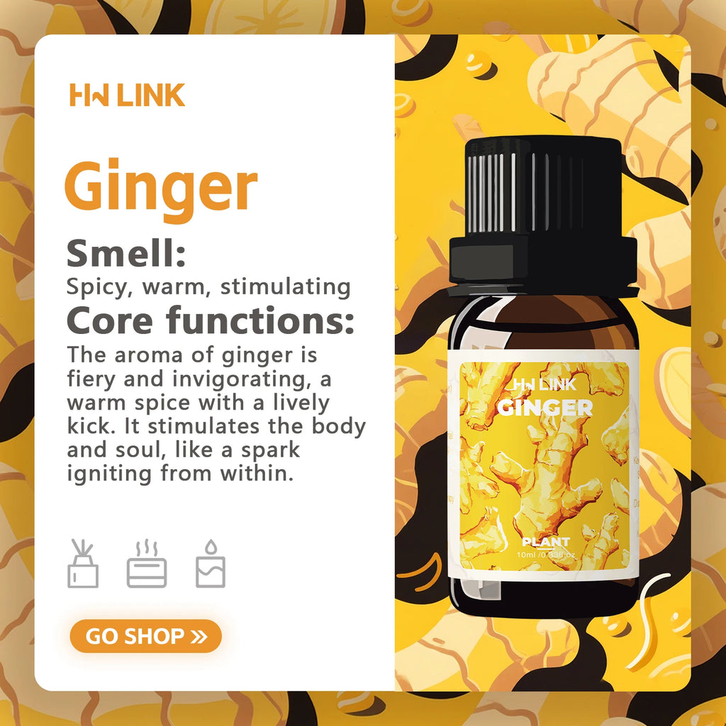 Ginger Oil 100%Pure Natural Ginger Essential Oils For Hair,Massage,Skin,Diffuser,Body Oil,Hair Growth Oil,Warm 10ml