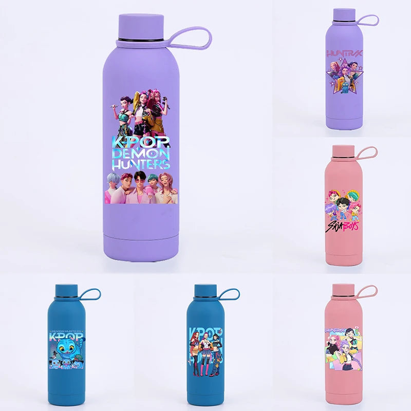 K Pop Demon Huntersd Water Bottles Kawaii Cartoon Thermos Bottle Kids Winter Outdoor Sports Water Cup Children Christmas Gifts