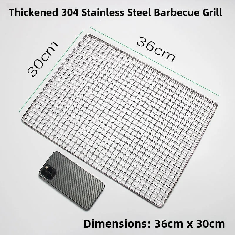 Thiened Rectangular Me BBQ ill Net 304 Stainl Steel Drng Net Barbecue Wire Me for Outdoor Kitchen Cooking Tools