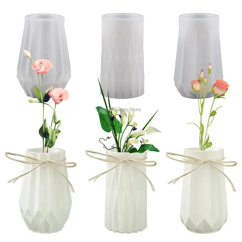 DIY Flower Pot Silicone Molds Cement Concrete Plaster Candle Jar Box Pottery Mould Handmade Planter Gardening Decor Clay Molds