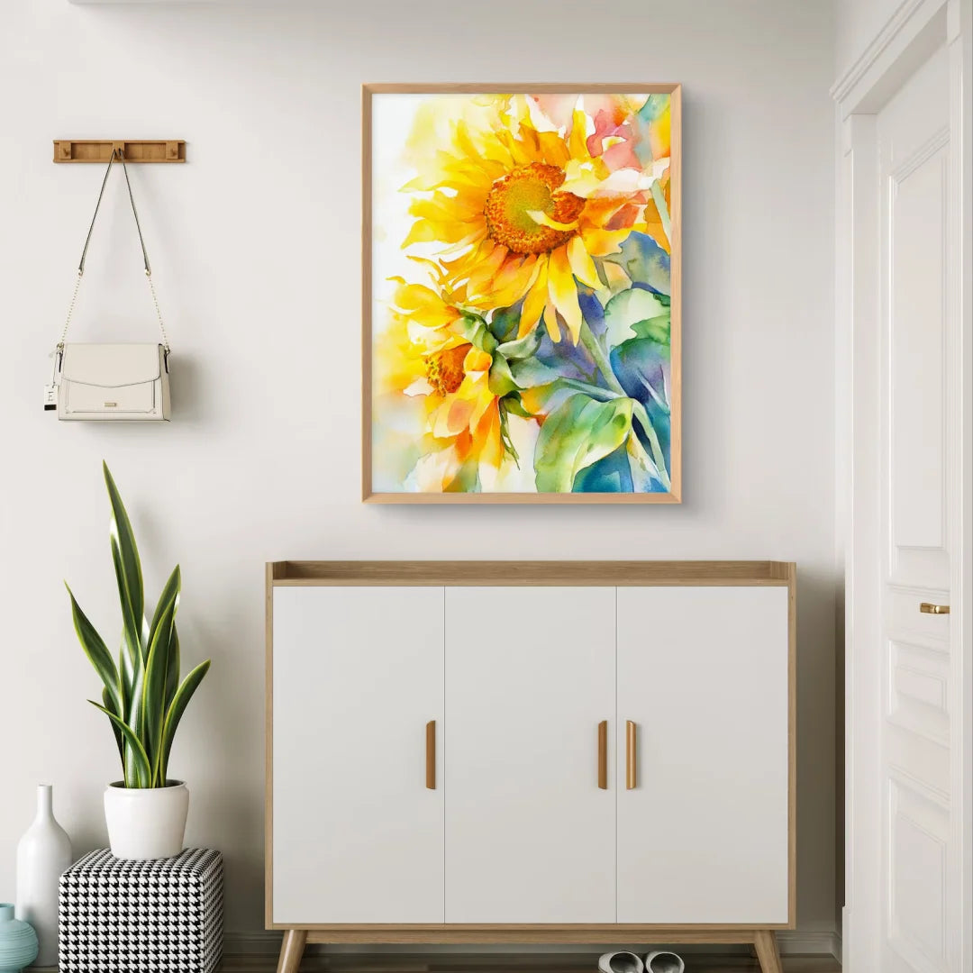 Sunflower Painting, Sunflower Canvas Print, Canvas Wall Art, Floral Art, Colorful and Vibrant Print for Home, Contemporary Impre