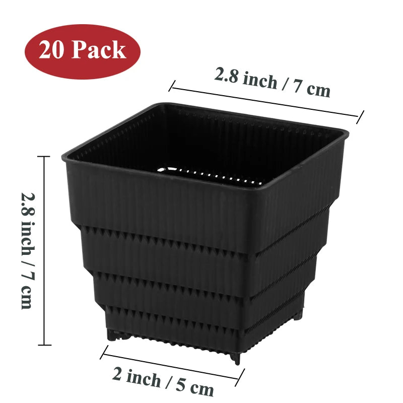 Meshpot Square Succulents Planter Pots With Tray Set,Nursery Pot Cactus Plant Pot Garden Plastic Pot Multi Size