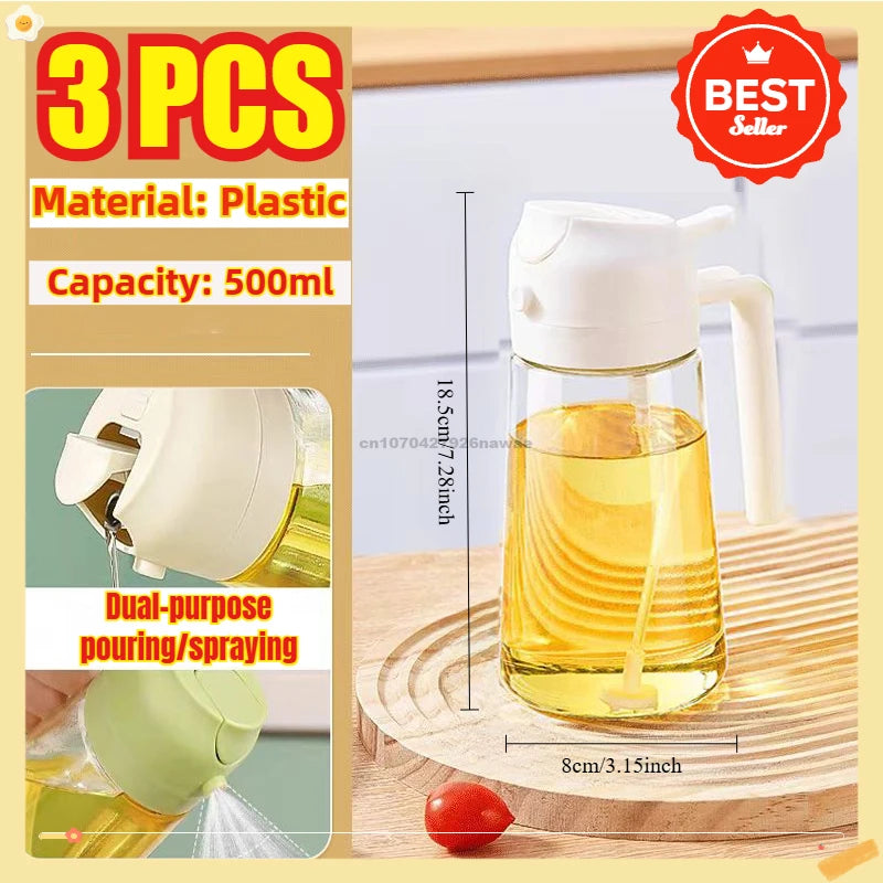 2in1 Oils Sprayer Olive Oil Spray Plastic Bottle Vinegar Dispenser Kitchen Oil Diffuser Accessories Camping Baking Pic