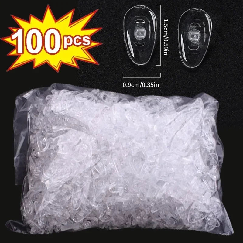 10/100pcs Eyeglasses Nose Pads with Screwdriver Soft Silicone Airbag Glasses Anti-slip Nose Pad Screw Replacement Repair Tools