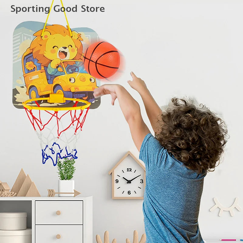 Kids Adjustable Basketball Stands Cute Cartoon Animals Shape Shooting Basket Indoor Outdoor Sport Training Board Game Children