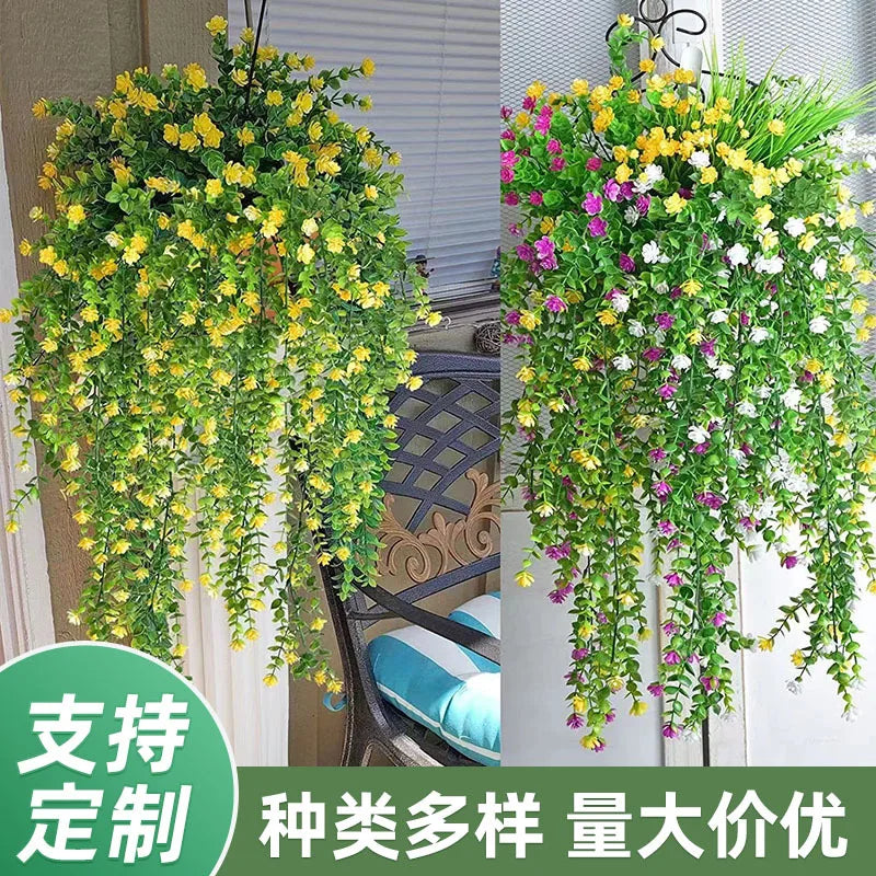 78CM Artificial Flower Eucalyptus Camellia Rattan Money Leaf Rose Wall Hanging Wedding Gardening Home Wedding Decoration