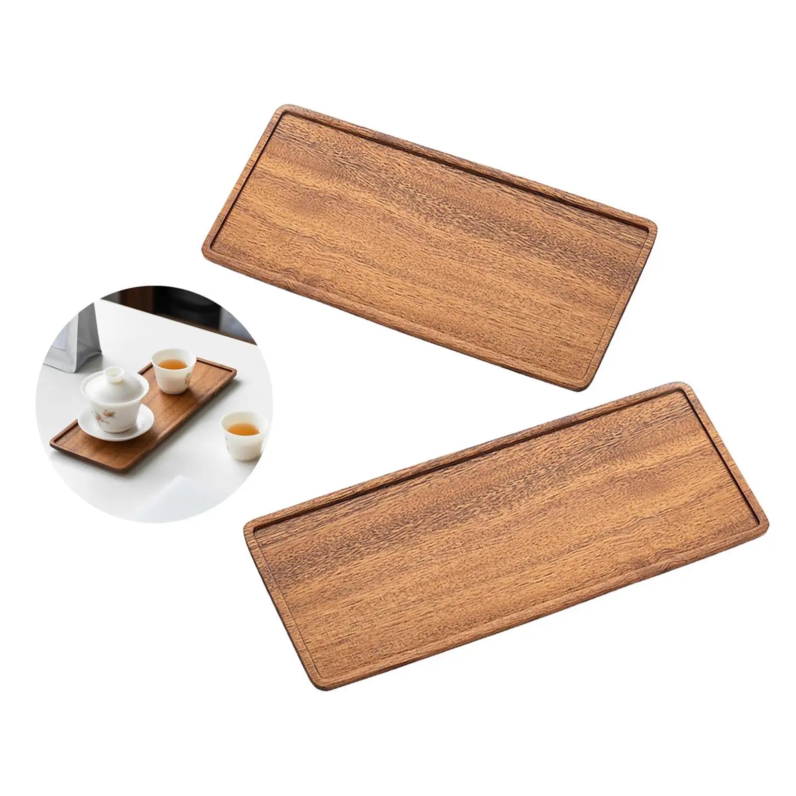 Walnut Rustic Large Serving Tray Rectangle Breakfast Drink Coffee Tea Party