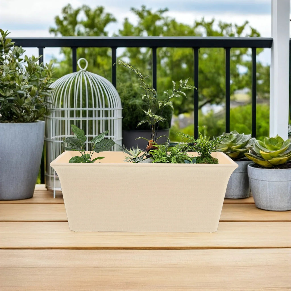 Long Planter Box: Plastic Rectangular Flower Pot For Balcony Window Garden Indoor Outdoor Herb Planting Patio Decor