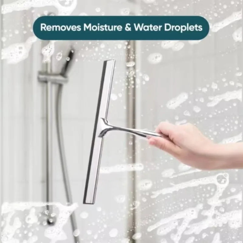 Bathroom shower screen scraper stainless steel wiper with silicone rubber handle car rearview mirror