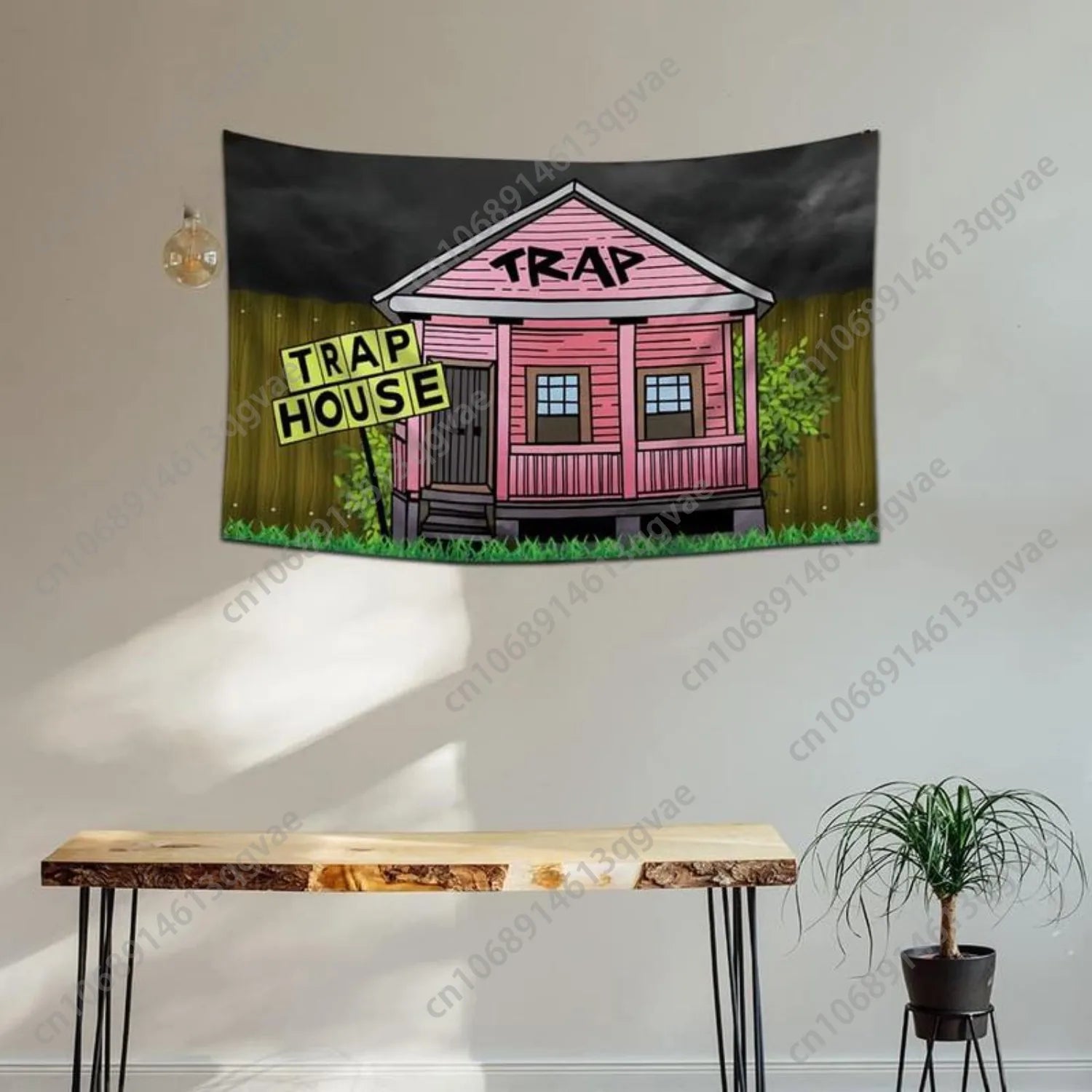 Trap House Banner Tapestry Lightweight Decoration Design Wall Art Decorative Hanging Dorm Garage Decor Man Custom Decoration