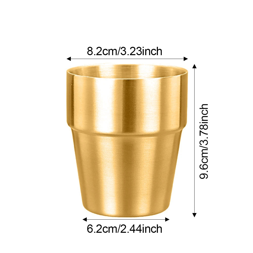 Golden Beer Mug Metal Tumbler 304 Stainless Steel Water Glasses Camping Reusable Mugs BBQ Home Office Party Coffee