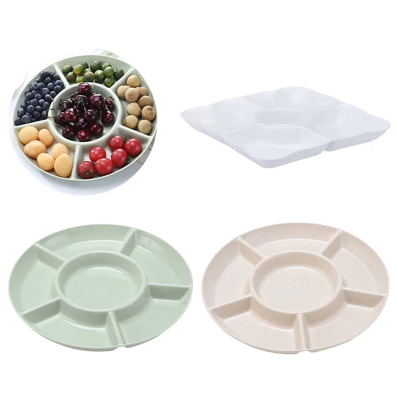6-Compartment Food Storage Tray Fruit Snack Plate Appetizer Serving Platter