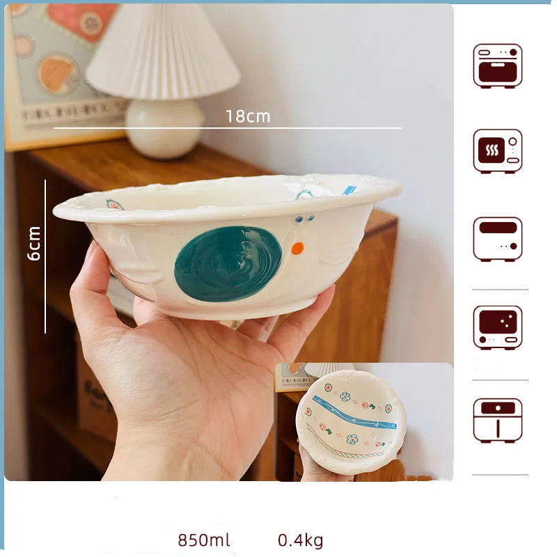 Korean Style Vegetable Plate Househole Underglaze Colored Ceramic Fruit Plate Fish Dish Vinger Dish Kitchen Tableware Set