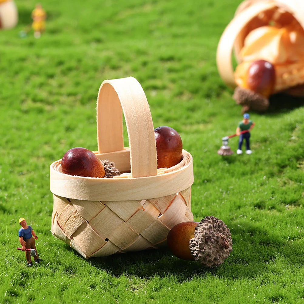 8pcs Mini Wooden Baskets Handwoven Lightweight Tiny Wicker Basket for Wedding Plant Pot nament Easter Fruit