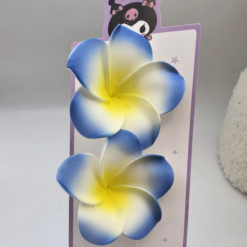 2pcs Artificial Hibiscus Hair Clip EVA Foam Beach Holiday Flower Accessory Seaside Shooting Prop