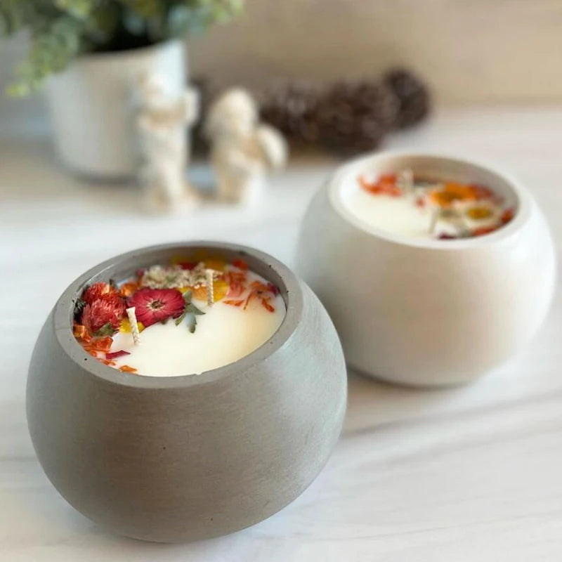 Round Concrete Candle Jar Silicone Mould Diy Handmade Succulent Cement Planter Resin Silicone Mold Gypsum Storage Box Home Decor