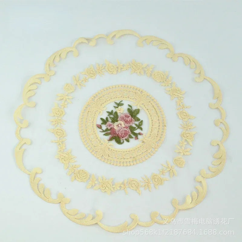 1PC Dinning Table Cover Embroidered Table Cloth Elegant Round Lace Tablecloth Coffee Coasters Napkin Party Wedding Decoration