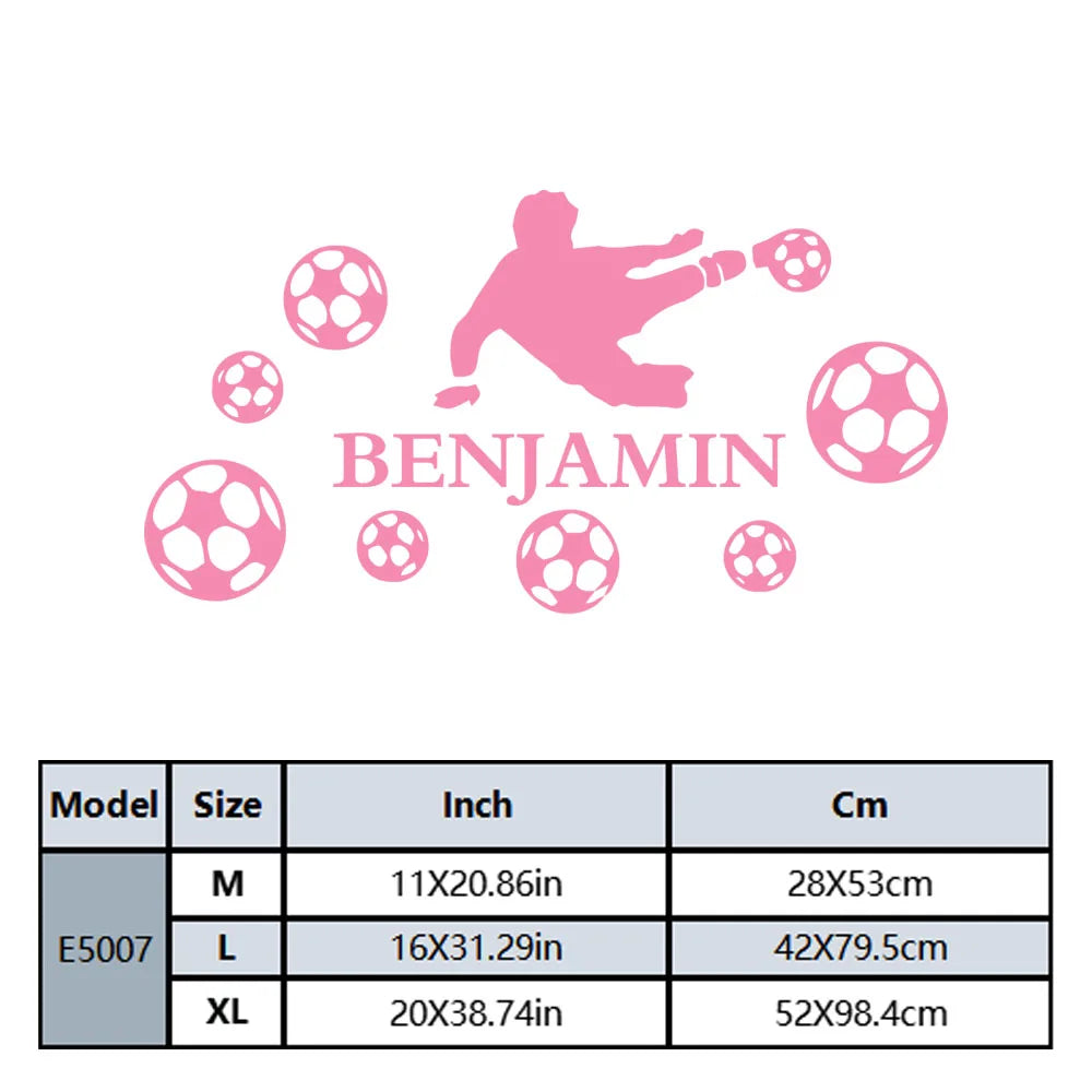1pc Fashion Custom Name Boy Playing Football Wall Stickers Waterproof Wall Art Decal Bedroom Decor Wall Decoration Murals