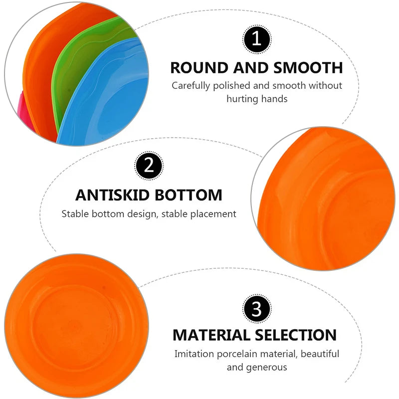 6Pcs Plastic Dinner Plate Dessert Plate Reusable Suitable For Picnic Kitchen Dishwasher Safe Dinner Plate For Home Parties