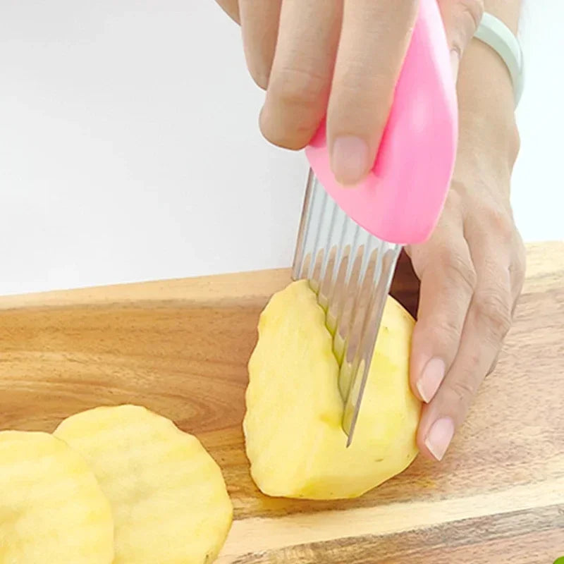 Potato Chip Slicer, Vegetable Fruit Cutter, Dough Chopper, French Fry Maker, Crinkle Wavy Kitchen Knife Tools Gadget
