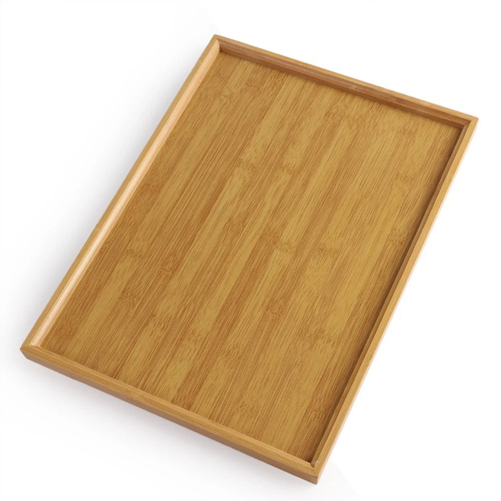 Rectangular Bamboo Tray Solid Color Household Dinner Plates Kitchen Accessories Wooden Fruit Snack Plates