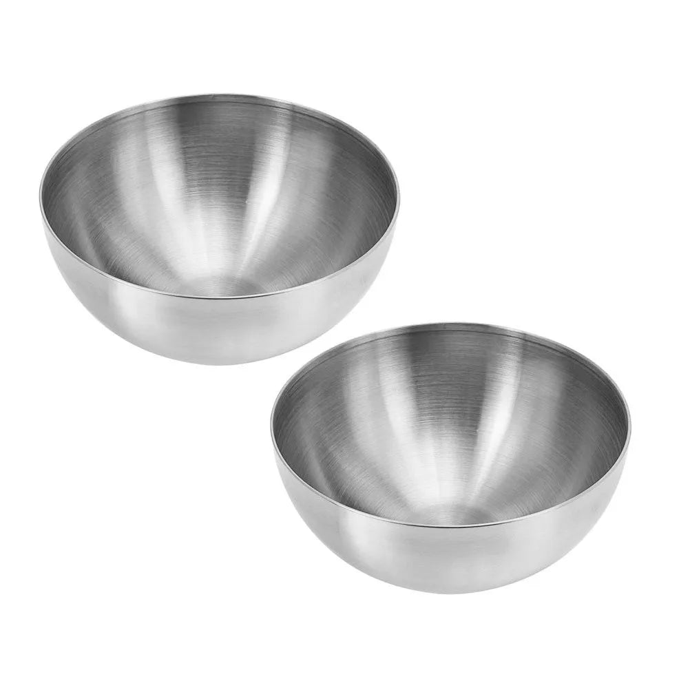 2Pcs Stainless Steel Salad Bowls Multifunctional Rice Soup Fruit Bowls Home Kitchen Tableware Stainless Steel Bowl