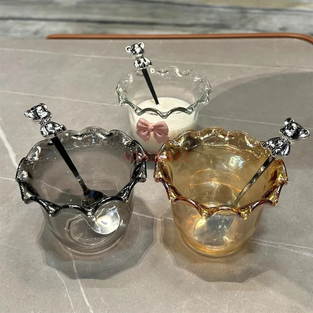 Glass bowl bow salad bowl dessert bowl glass cup milk soybean milk oatmeal cup high temperature resistance