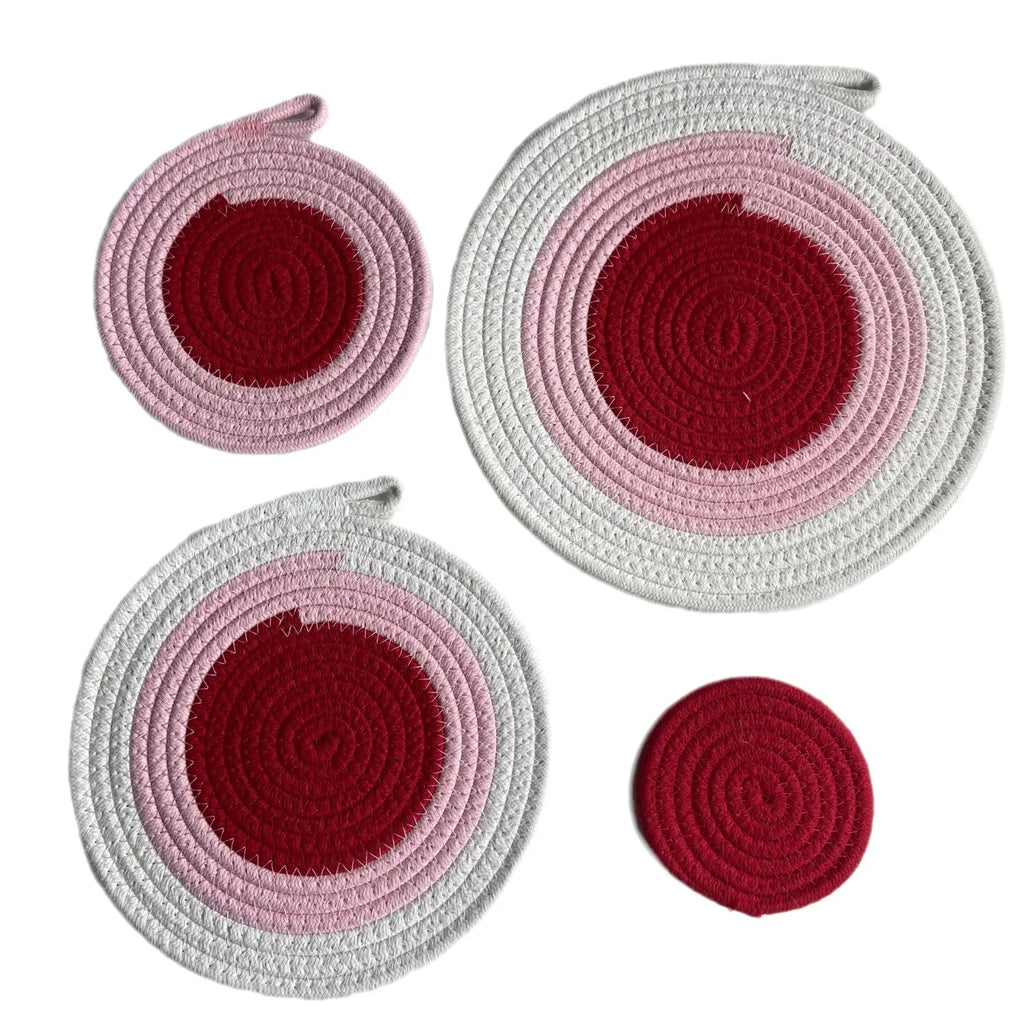 Colored Placemat Pastoral Style Thickened Insulation Cotton Linen Woven Table Mat Heat Resistant Anti Scalding Sand Pot Cup Mat