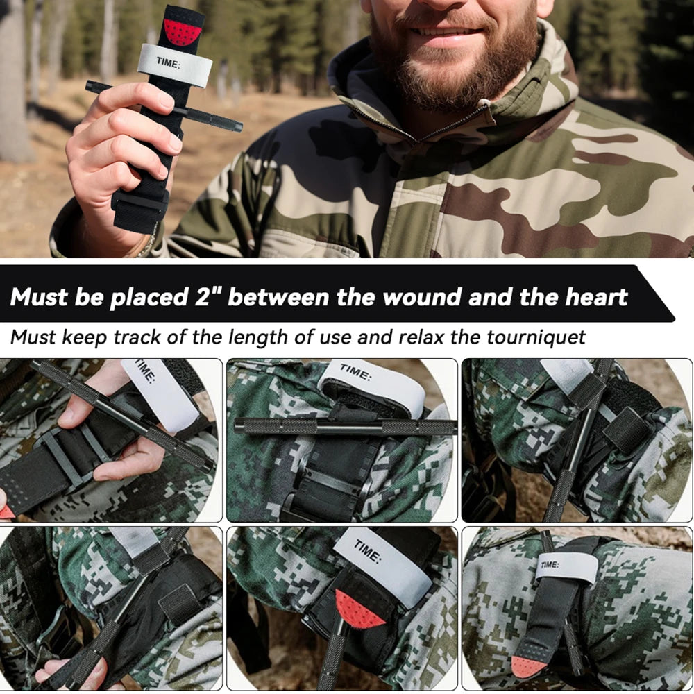 Outdoor Emergency Tourniquet Tactical Emergency Strap Single Handed Medical First Aid Equipment for Hiking Camping Travel Sports