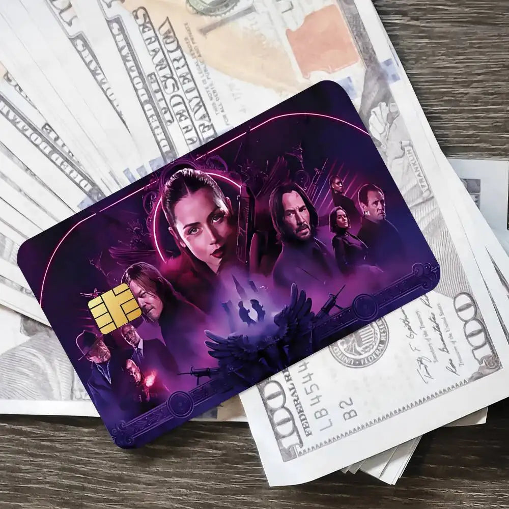 Action Crime MOVIE Ballerina Poster Credit Skin Cover Card Stickers 4PCS Film Bus Pass Front Decoration Bank Debit Waterproof