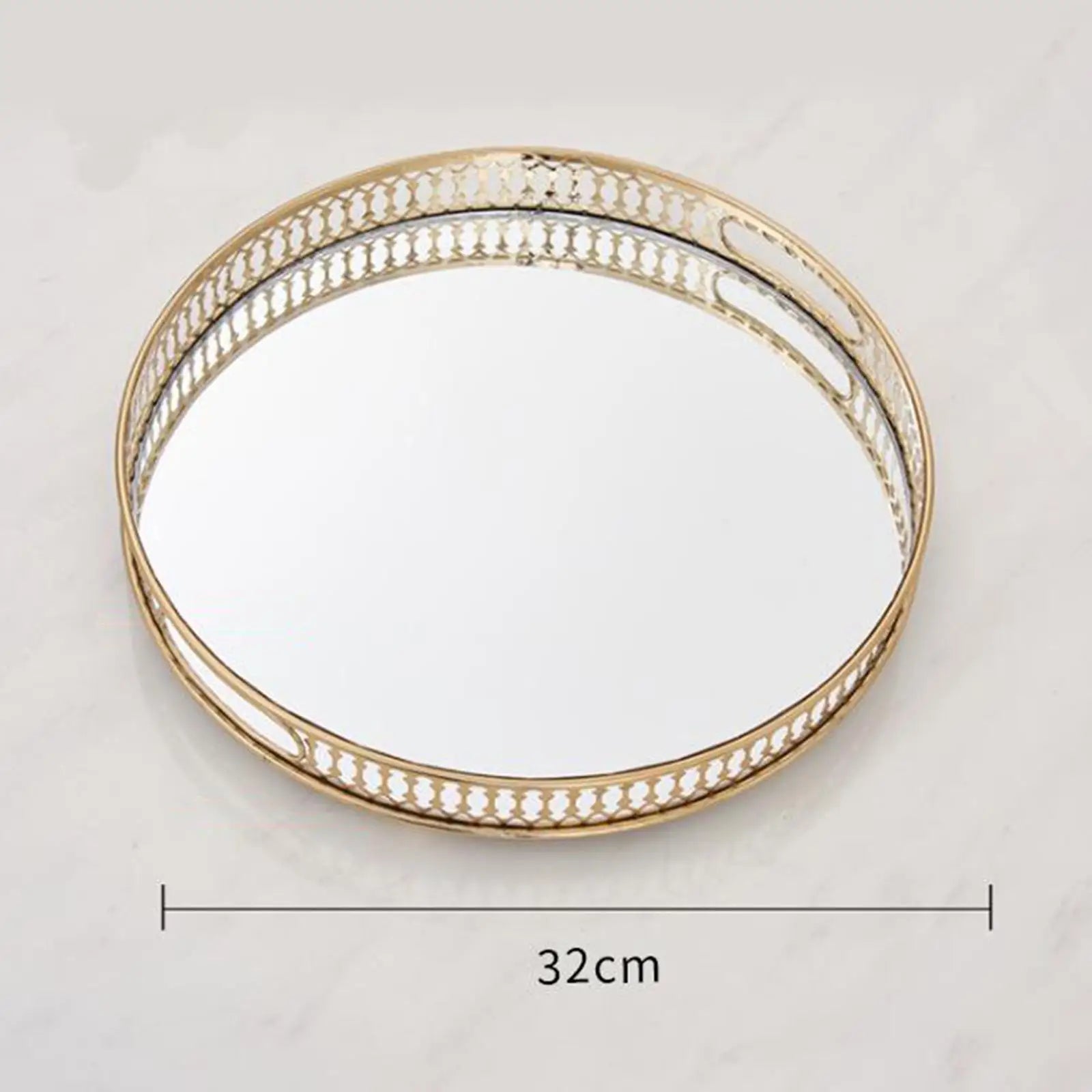 Crystal Tray Makeup Organizer Storage Holder Round Serving Plate Tray Gift