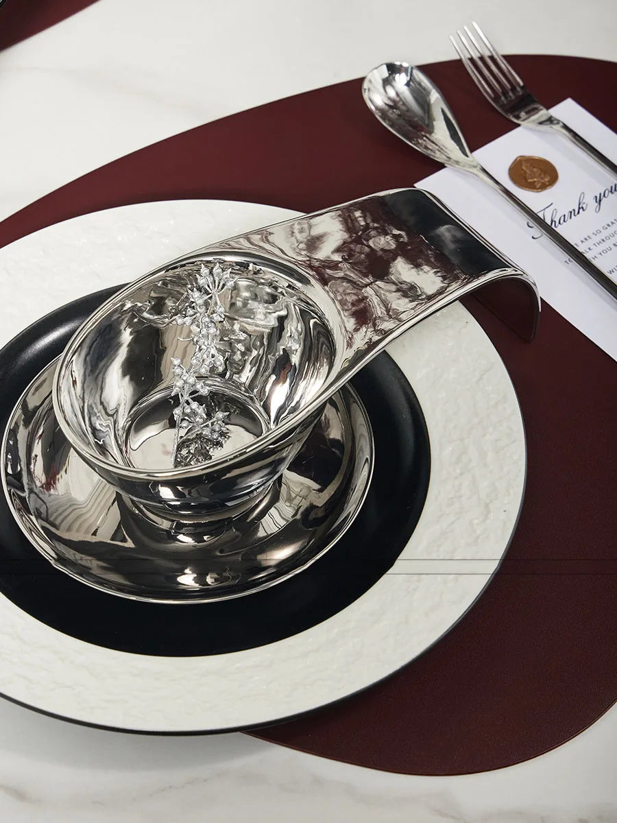 27.5cm Black And White Stone Textured Ceramic Plate Desktop Dinner Set Plates Dishes Western Steak Dish Home Kitchen Tableware