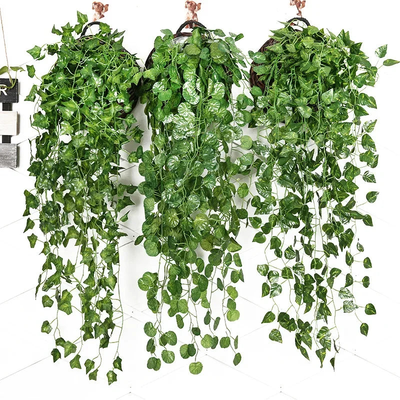 90cm Artificial Green Radish Wall Hanging Plant Rattan Home Living Room Decoration Background Wall Flower Vine Plant