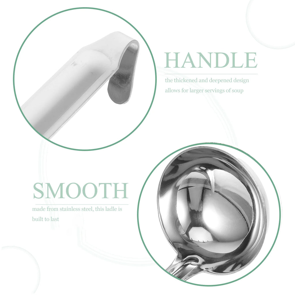 Stainless Steel Soup Ladle Heavy Duty Long Handle Deepened Design for Soup Porridge Beverages Kitchen Dining Hotel Home