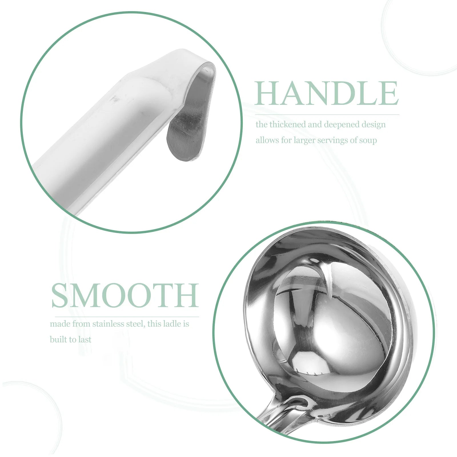 Stainless Steel Soup Ladle Heavy Duty Long Handle Deepened Design for Soup Porridge Beverages Kitchen Dining Hotel Home