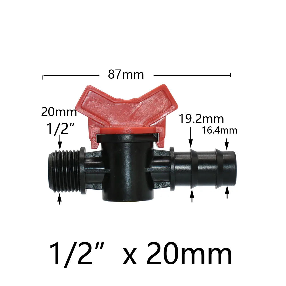 Miniature Plastic Shut Off Coupling Valve Connectors for 4/7 8/11 10/16/20/25mm Hose Garden Water Irrigation Pipe Adaptor Barb