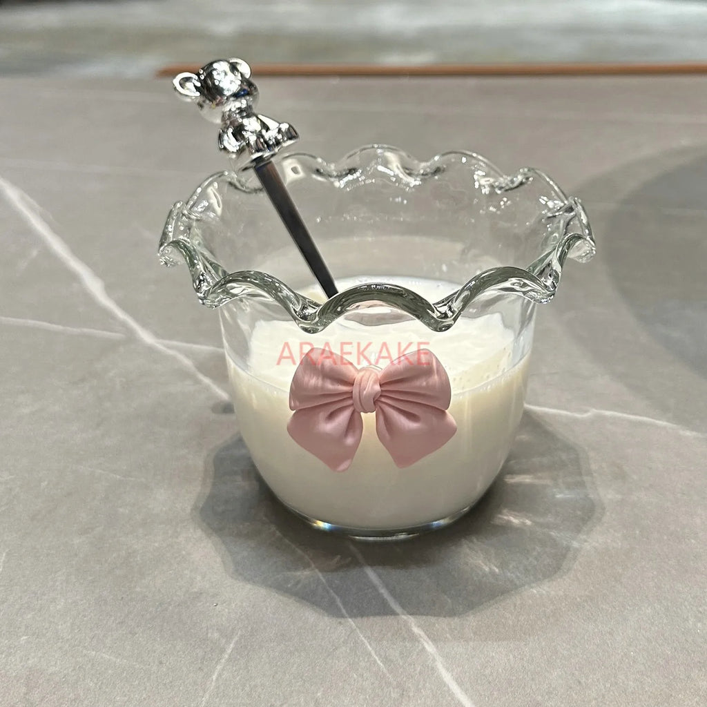 Glass bowl bow salad bowl dessert bowl glass cup milk soybean milk oatmeal cup high temperature resistance