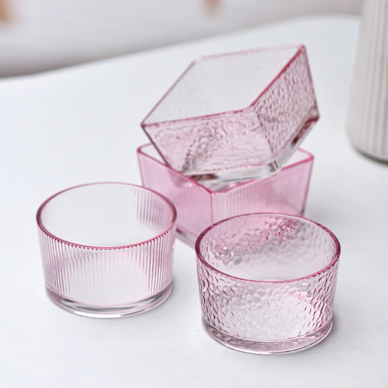 Glass Ice Cream Dessert Bowl Japanese Style Hammer Patterned Household Candy Snack Bowls High Quality Living Room Tableware