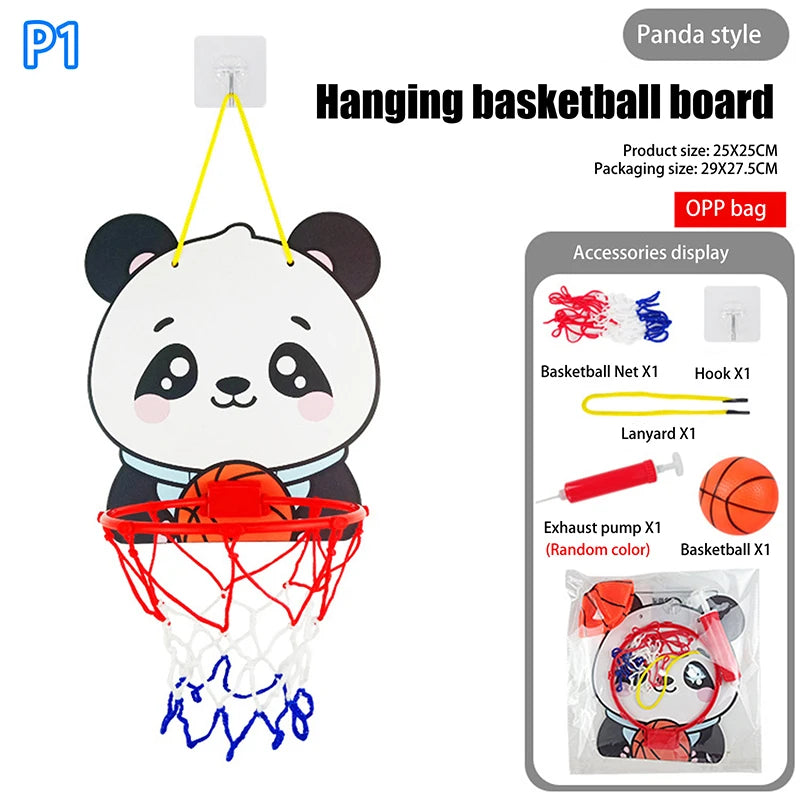 Kids Adjustable Basketball Stands Cute Cartoon Animals Shape Shooting Basket Indoor Outdoor Sport Training Board Game Children