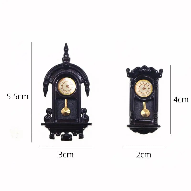 1/12 Dollhouse Vintage Simulation Wall Clock Model Doll Home Clock Living Room Decor Toy Dolls House Micro Scene Accessories