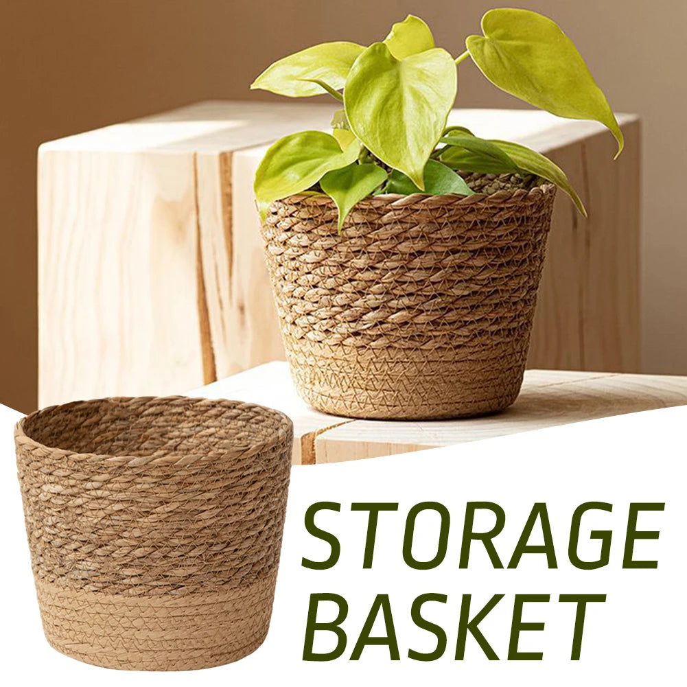 Straw Weaving Flower Plant Pot Wicker Basket Rattan Flower pot Storage Basket Garden Handmade Woven Planter Pots For Plants