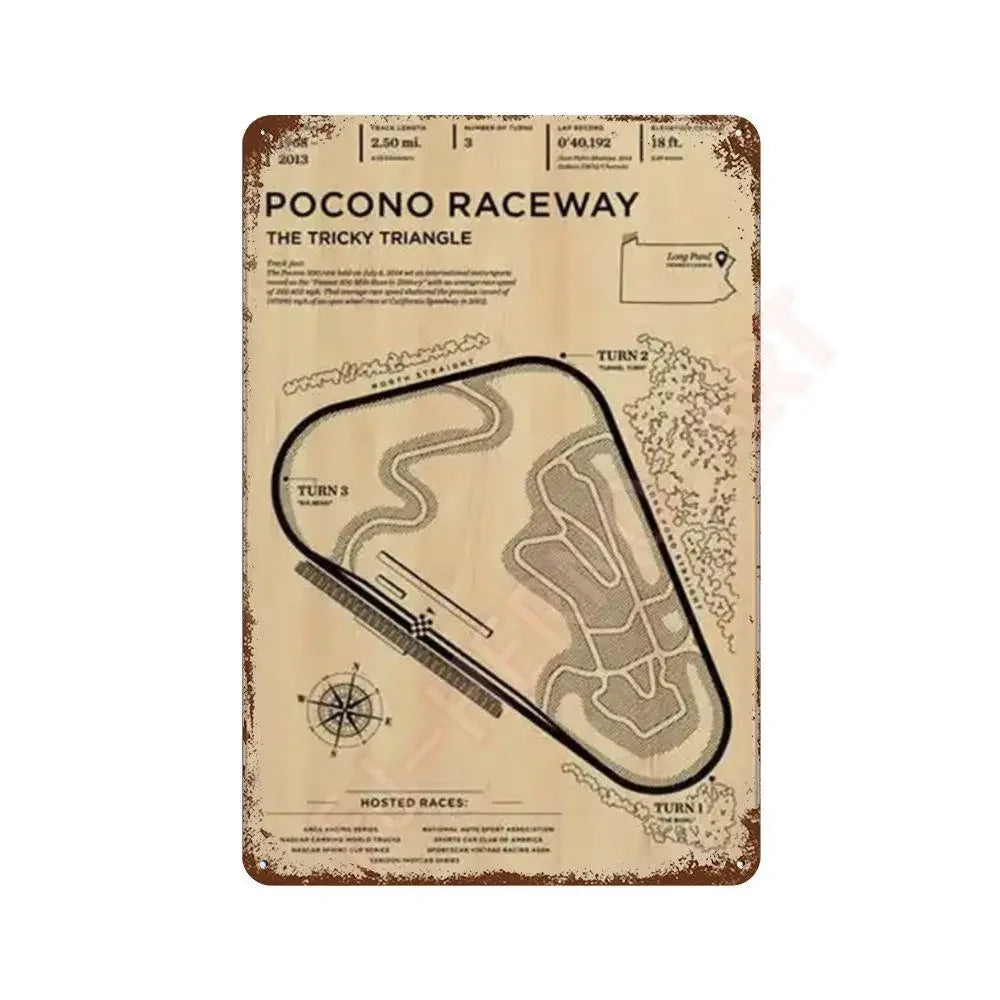 Vintage F1 Formula Racer Poster Metal Tin Sign Plaque Aesthetics Racing Monaco Grand Prix Circuit Track Wall Art Home Room Decor