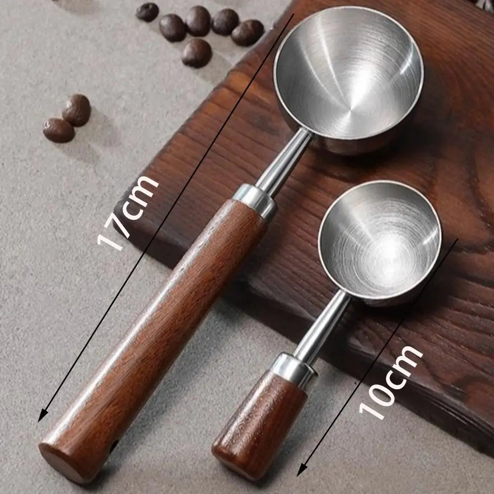 15/30ml Round Head Measuring Spoon Stainless Steel Wooden Handle Measuring Cup Measuring Accessory Home Kitchen Baking Tools