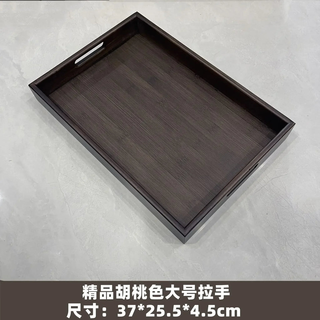 Wooden Bamboo Tray - Rectangular Serving Platter for Home & BBQ | Portable Tray for Bread & Pastries | Eco-Friendly Dining Plate