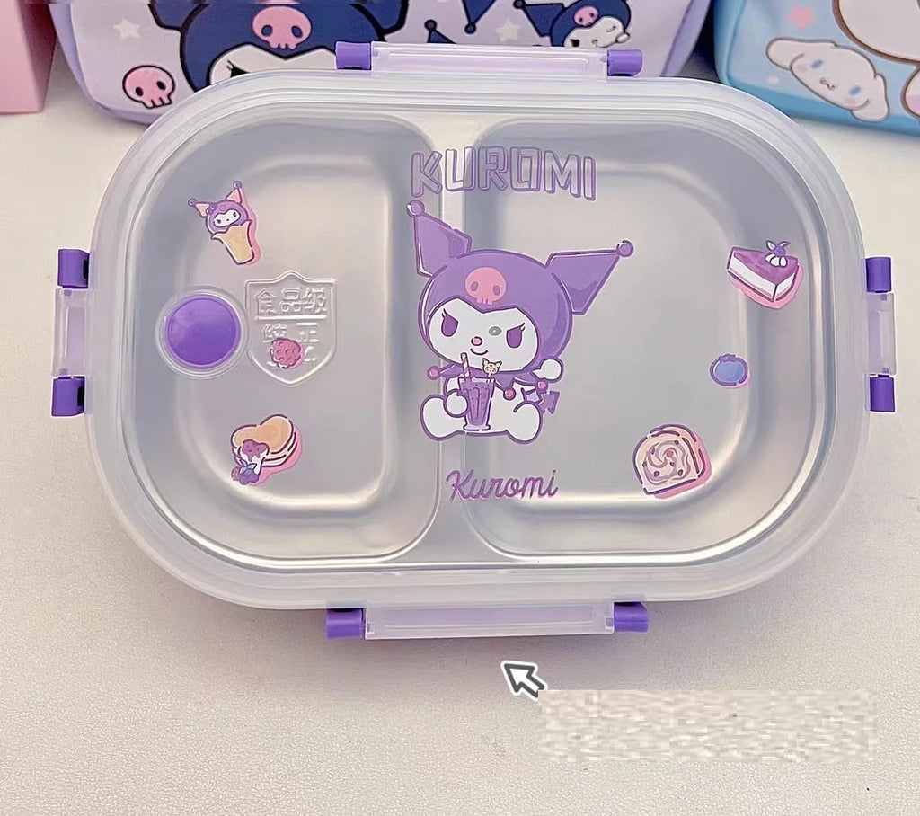Sanrio Kuromi My Melody Cinnamoroll Sus Lunch Box Hit Product New Product Kawaii Cartoon Portable Large Capacity Outdoors Cute