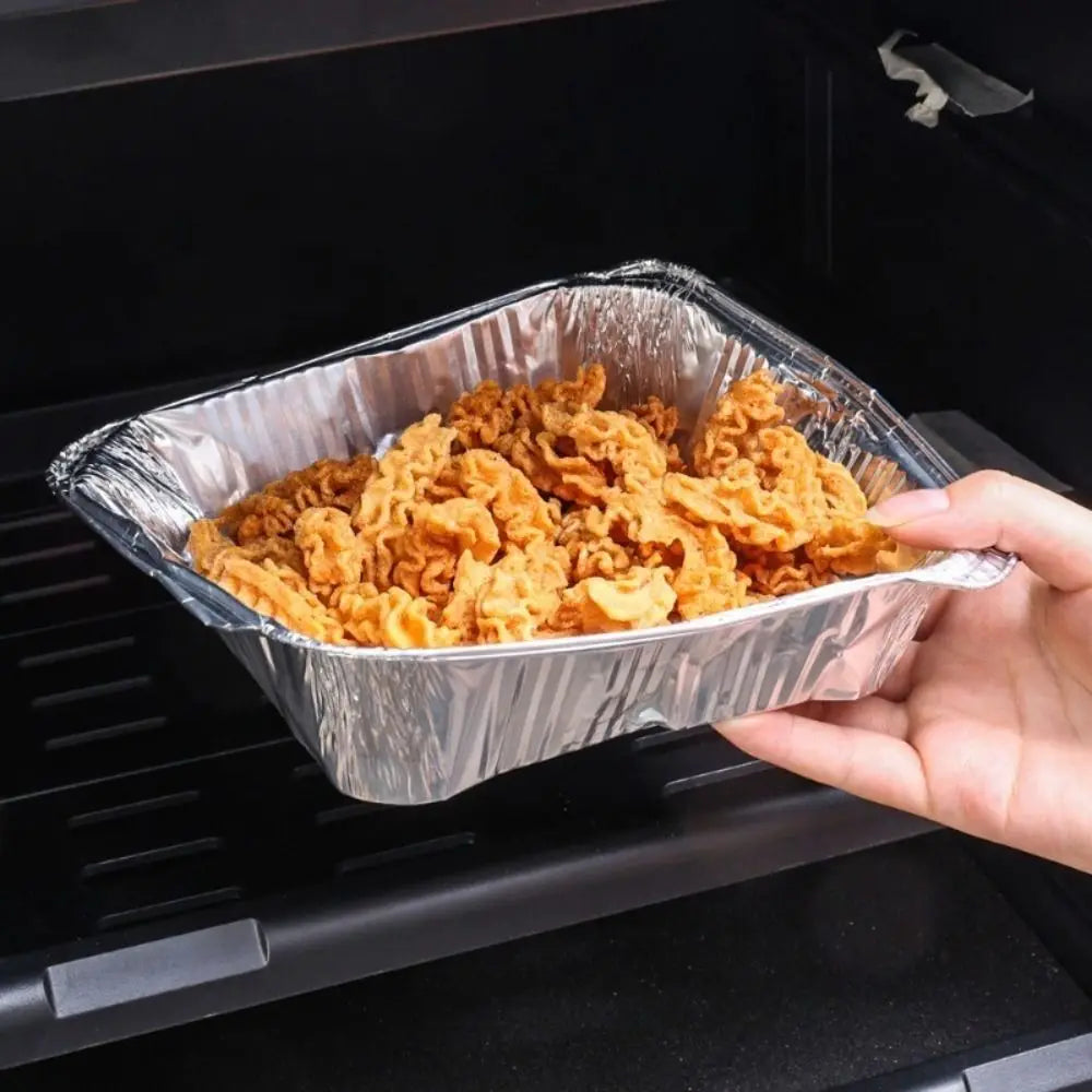 2025 10Pcs 6/7/8 Inch Food Tin Foil Tray Reusable Non-stick Aluminum Foil Box Oil-resistant Oven BBQ Baking Tools Air Fryer Tray