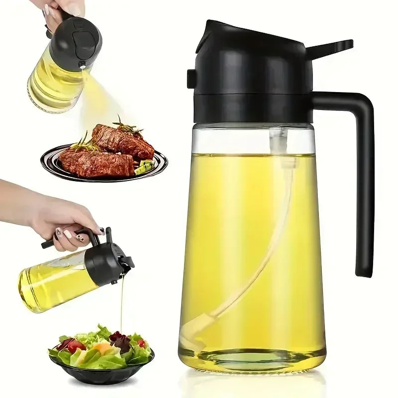 470ml 2 in1 Glass Oil Sprayer and Dispenser with Fine Mist Nozzle for Cooking Baking BBQ Air Fryer Kitchen Tool