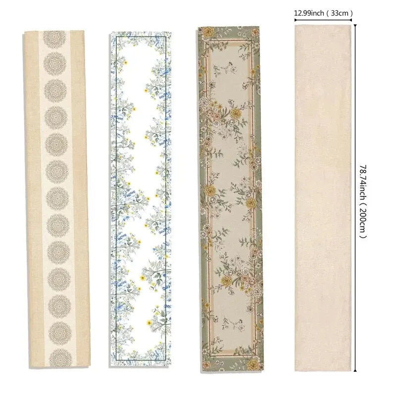 1pc Floral Print Mandala Pattern Table Runner, Boho Polyester Table Runner For Dining Room Cottagecore Polyester Table Liner